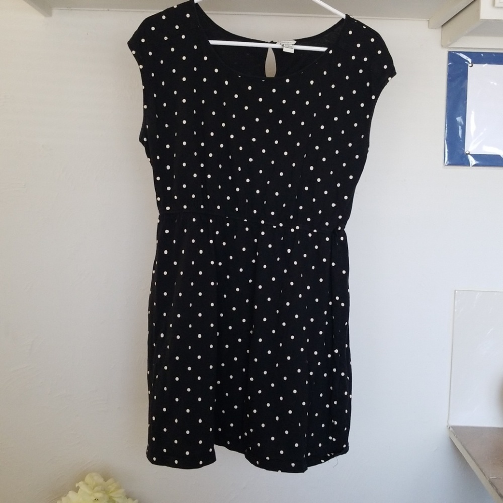 White Polka Dot Black Dress